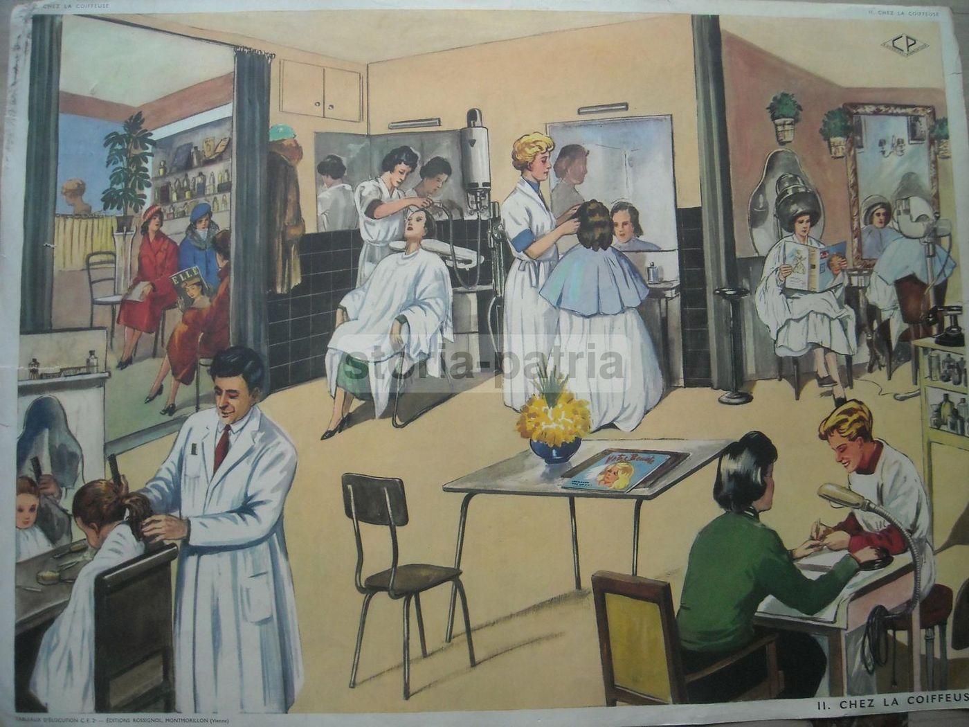 Stampa Vintage Piscina E Parrucchiere Anni '50 Rossignol