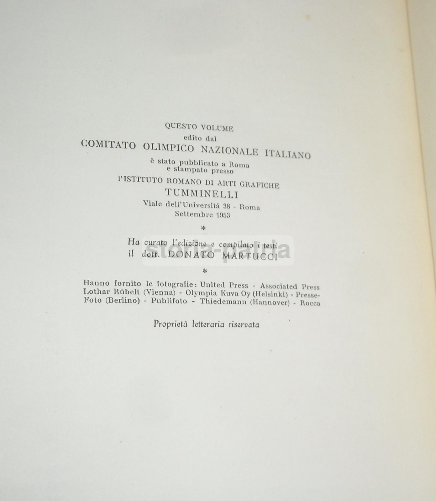 L'Italia Alla XV Olimpiade Helsinki Oslo 1952 CONI Illustrato