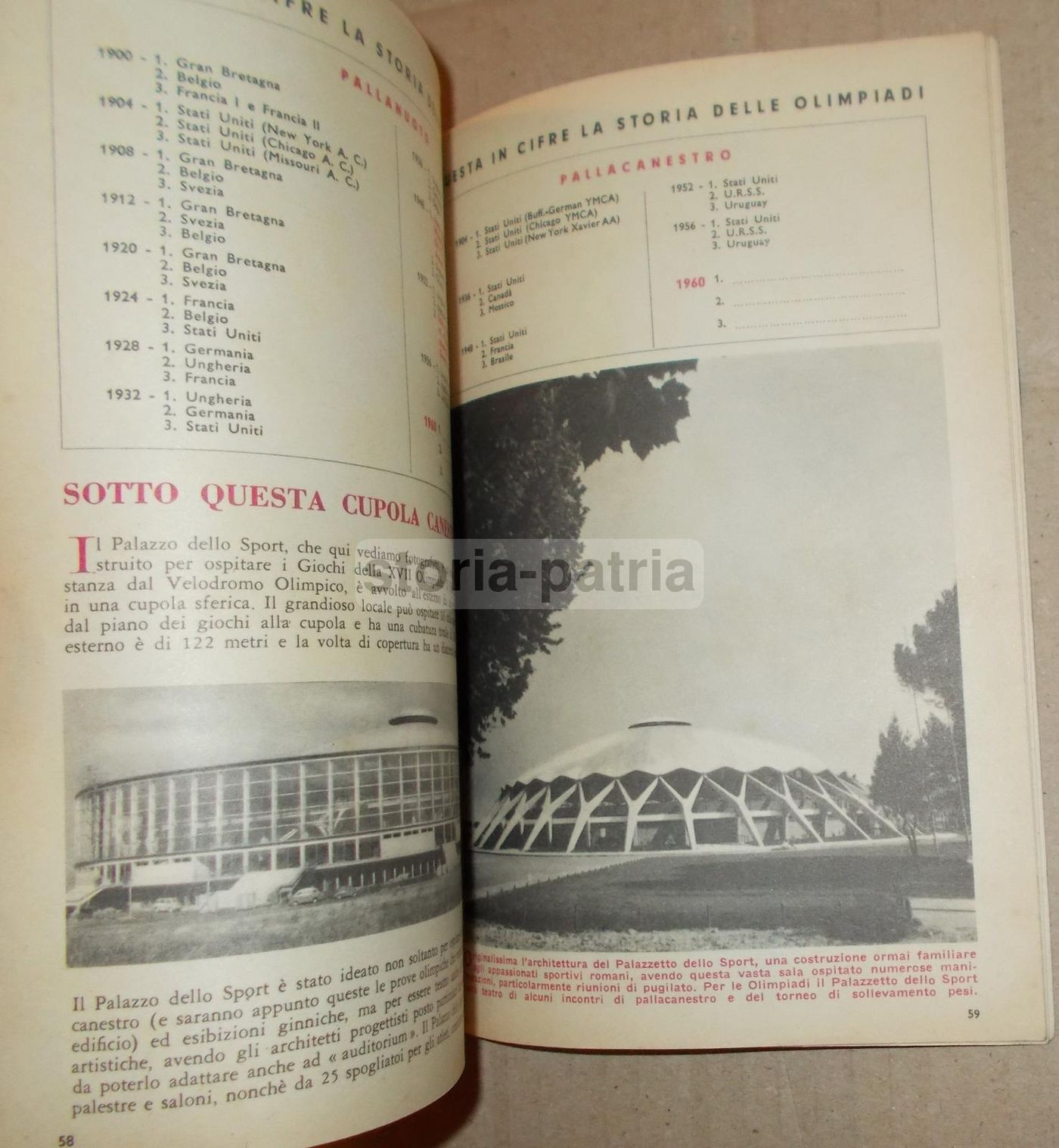 Olimpiadi In Cifre 1896 1956 INA Assicurazioni Pizzi 1960 Roma