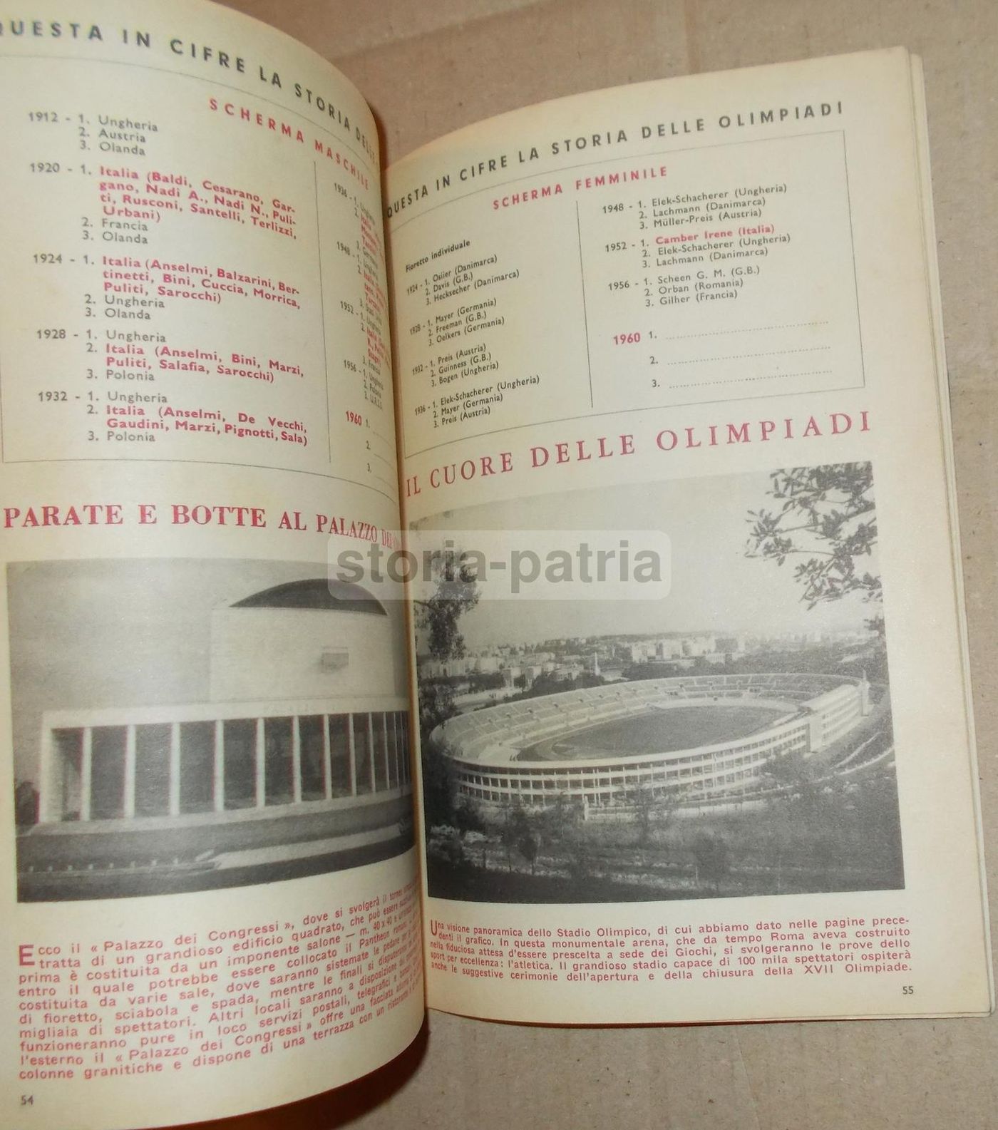 Olimpiadi In Cifre 1896 1956 INA Assicurazioni Pizzi 1960 Roma