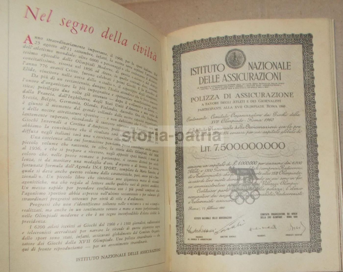 Olimpiadi In Cifre 1896 1956 INA Assicurazioni Pizzi 1960 Roma