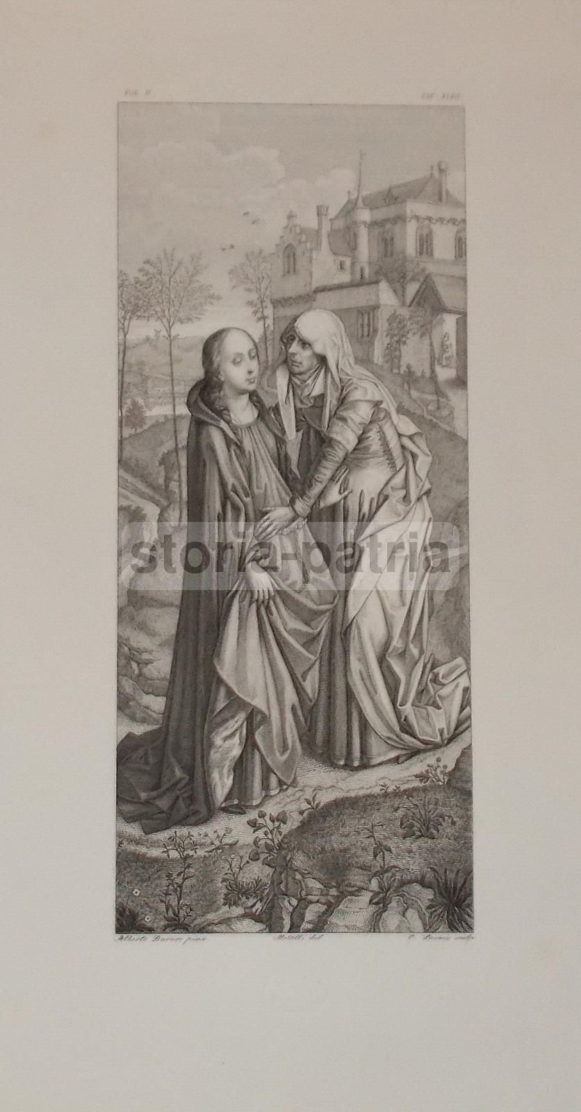 Incisione Antica Della Visita A Santa Elisabetta Di Carlo Lasinio Da Dürer, Torino
