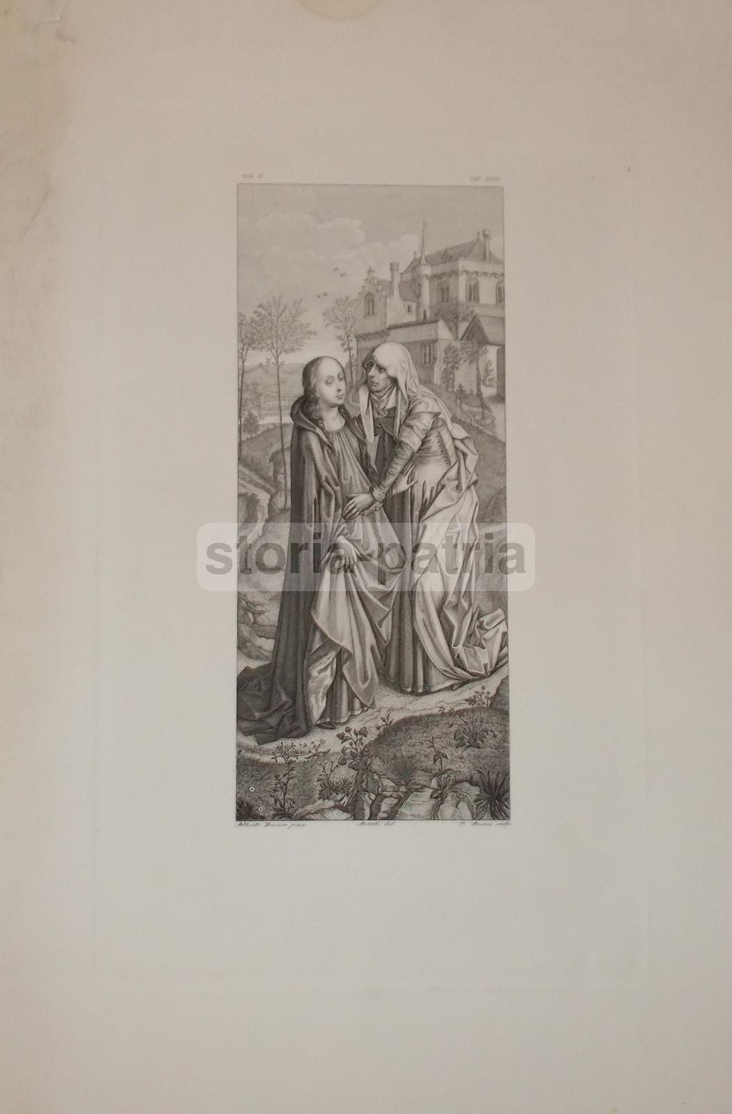 Incisione Antica Della Visita A Santa Elisabetta Di Carlo Lasinio Da Dürer, Torino