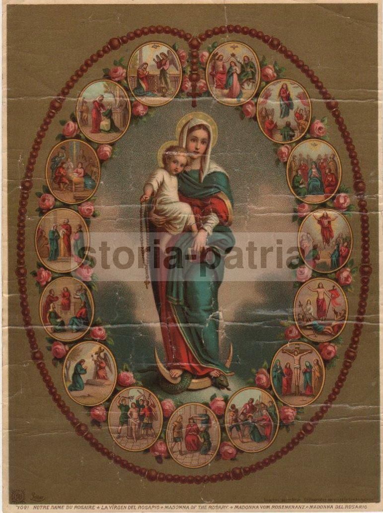 Stampa Devozionale Madonna Con Bambino E Rosario Vita Di Gesù
