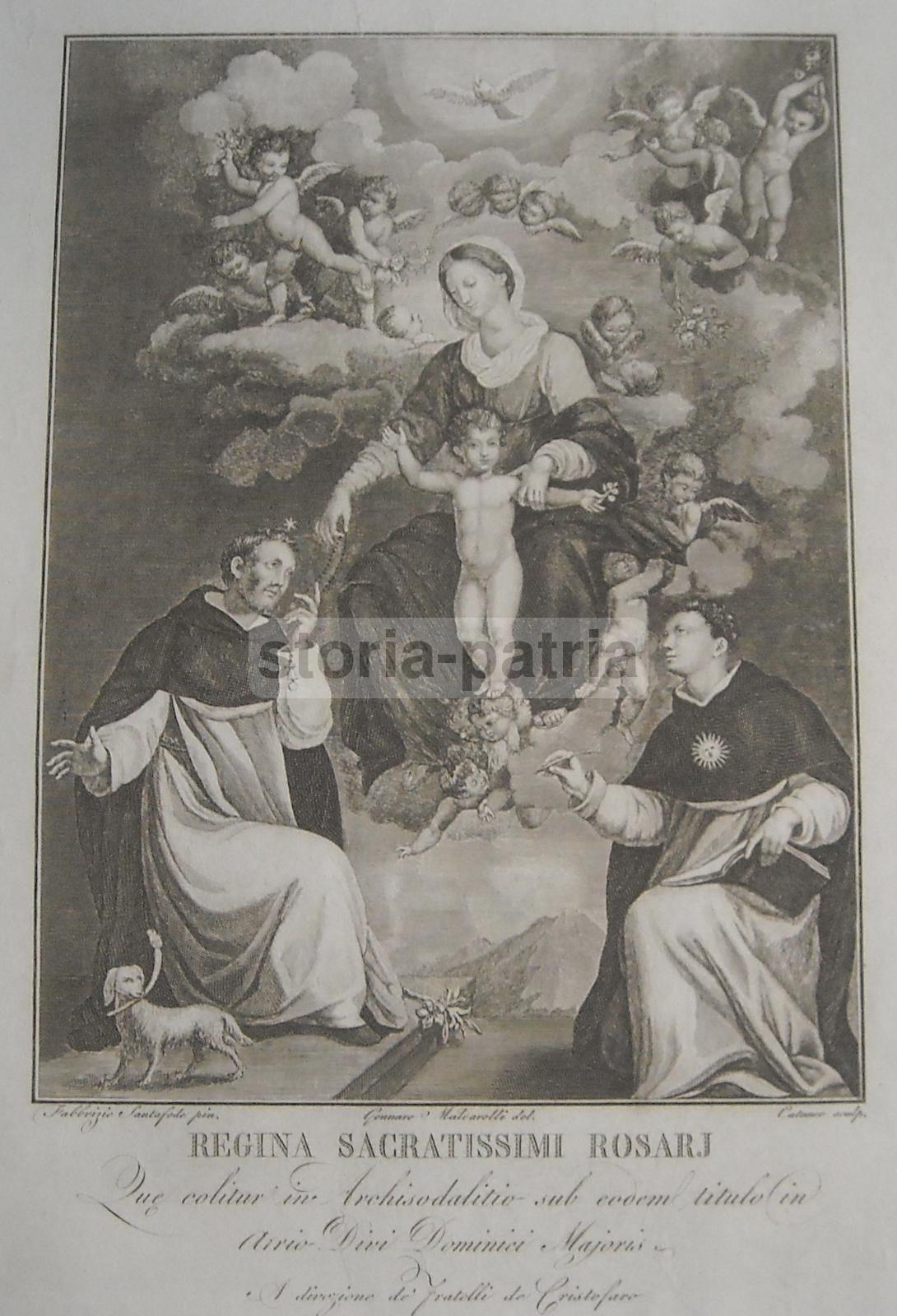 Stampa Della Madonna Del Rosario, Gennaro Maldarelli E Cataneo, XIX Secolo