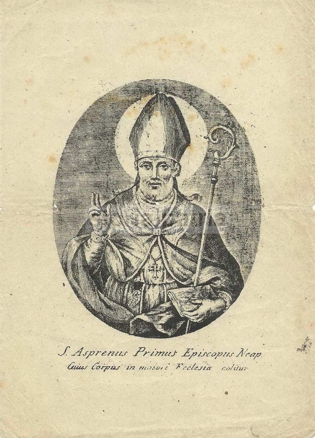 Sant'Aspreno, Primo Vescovo Di Napoli. Antica Litografia, Fine '800