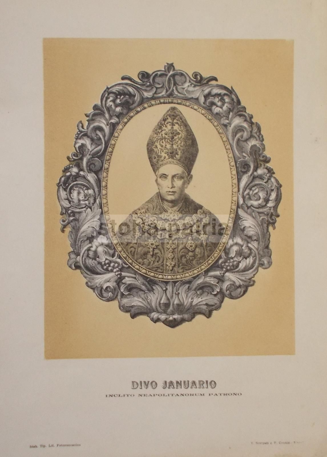 Stampa Popolare San Gennaro Patrono Di Napoli, Anni '20, Devozionale