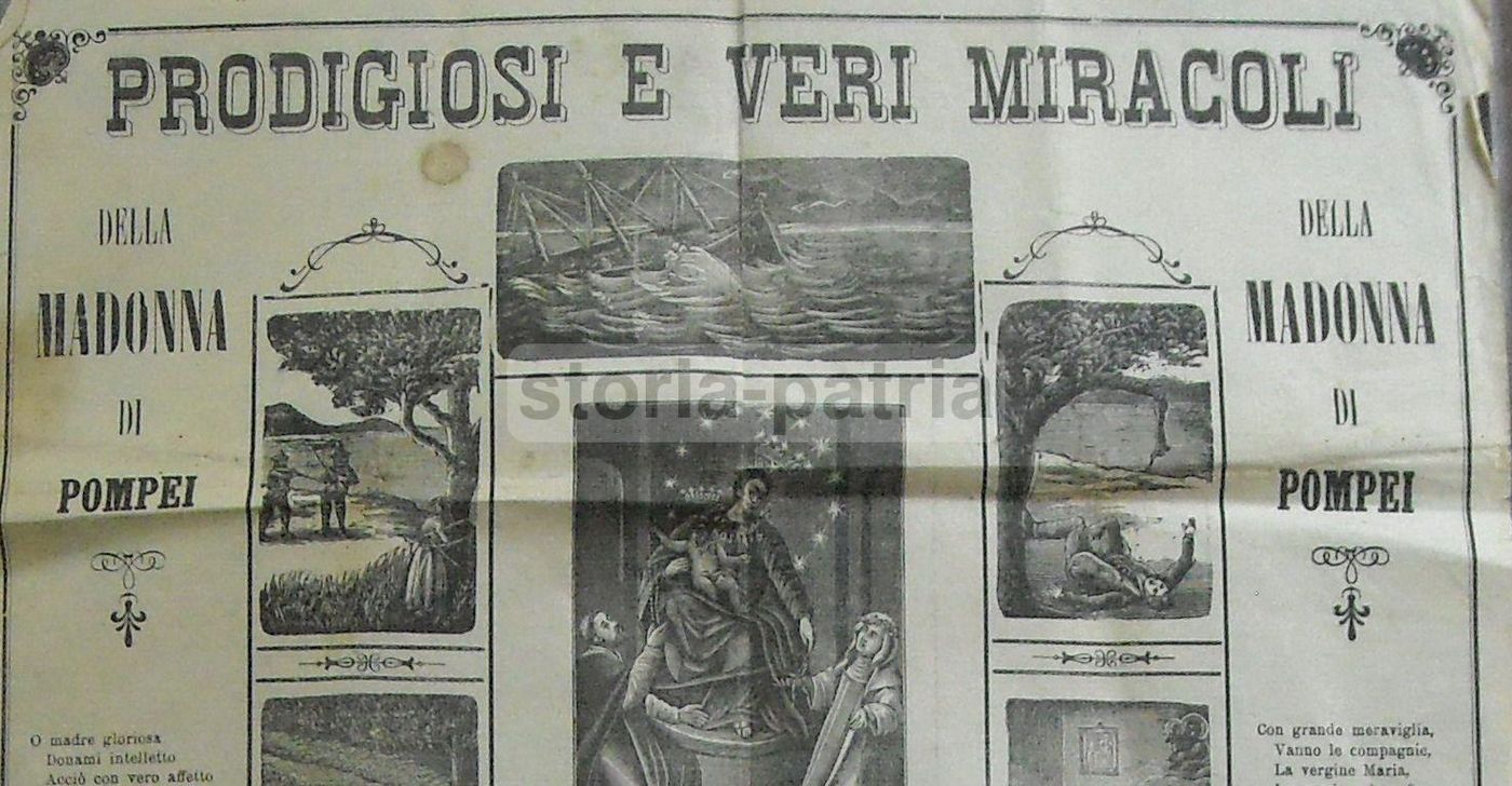 Stampa Popolare Madonna Di Pompei, Miracoli 1898, Foglio Volante