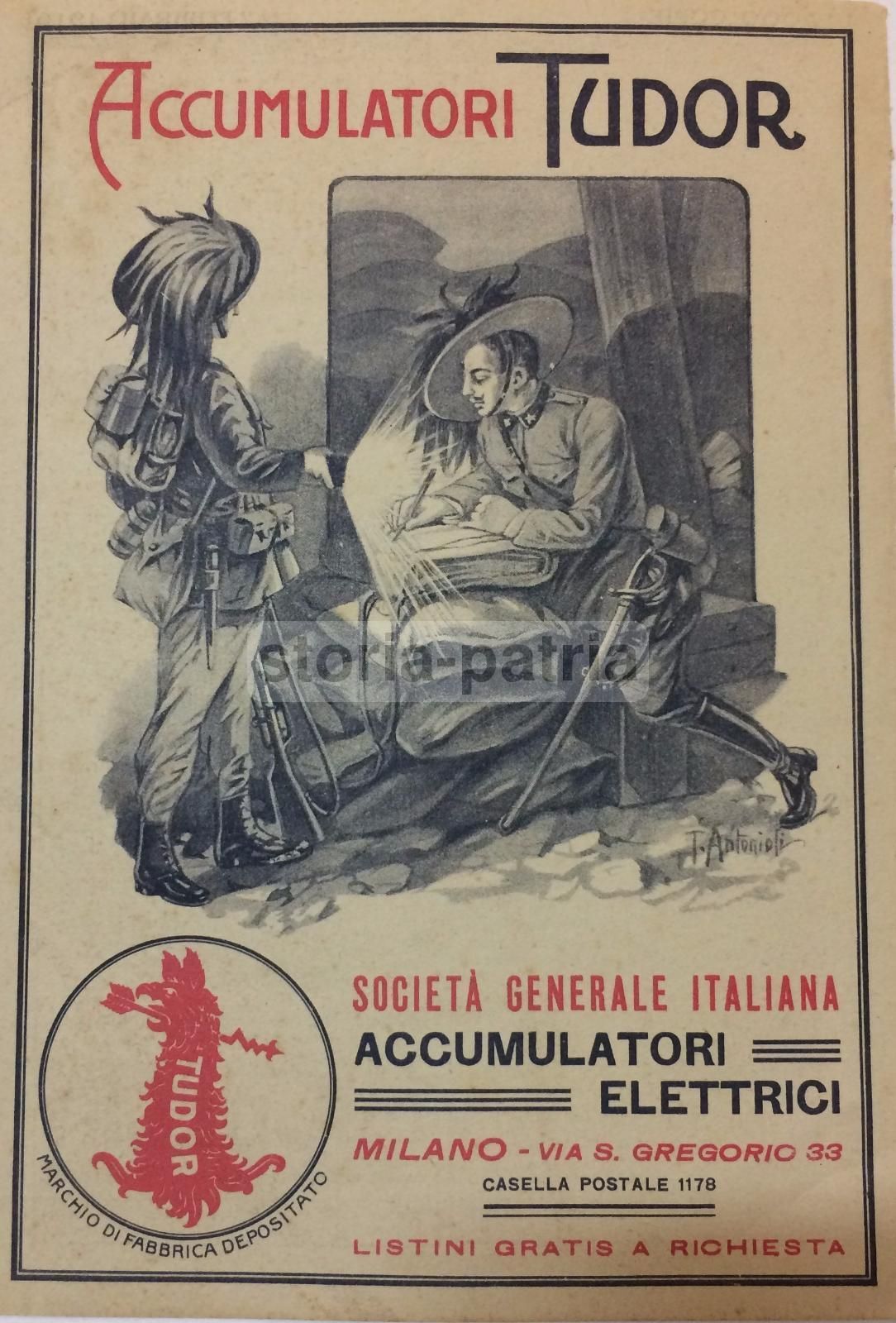 Stampa Pubblicitaria Cuscinetti Villar Perosa, Alpini E Tudor, 1916