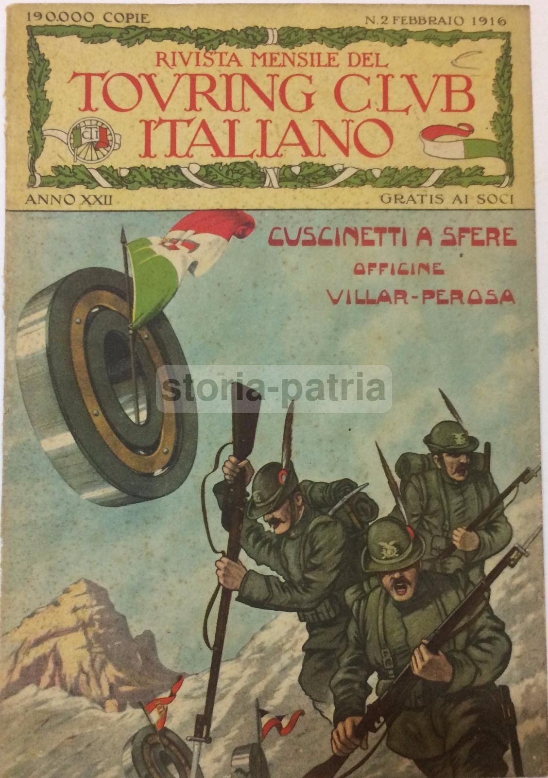 Stampa Pubblicitaria Cuscinetti Villar Perosa, Alpini E Tudor, 1916