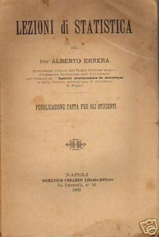 Lezioni Di Statistica, Alberto Errera, 1892, Napoli, Cesareo