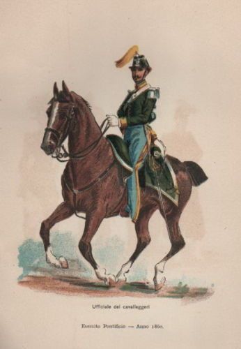 Stampa Litografica: Ufficiale Dei Cavalleggeri Dell'Esercito Pontificio, 1860