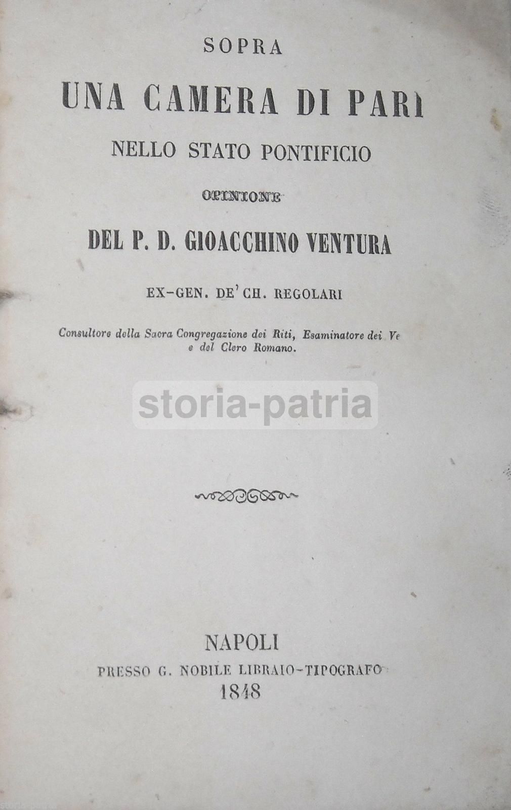 Camera Dei Pari Nello Stato Pontificio, Gioacchino Ventura, 1848