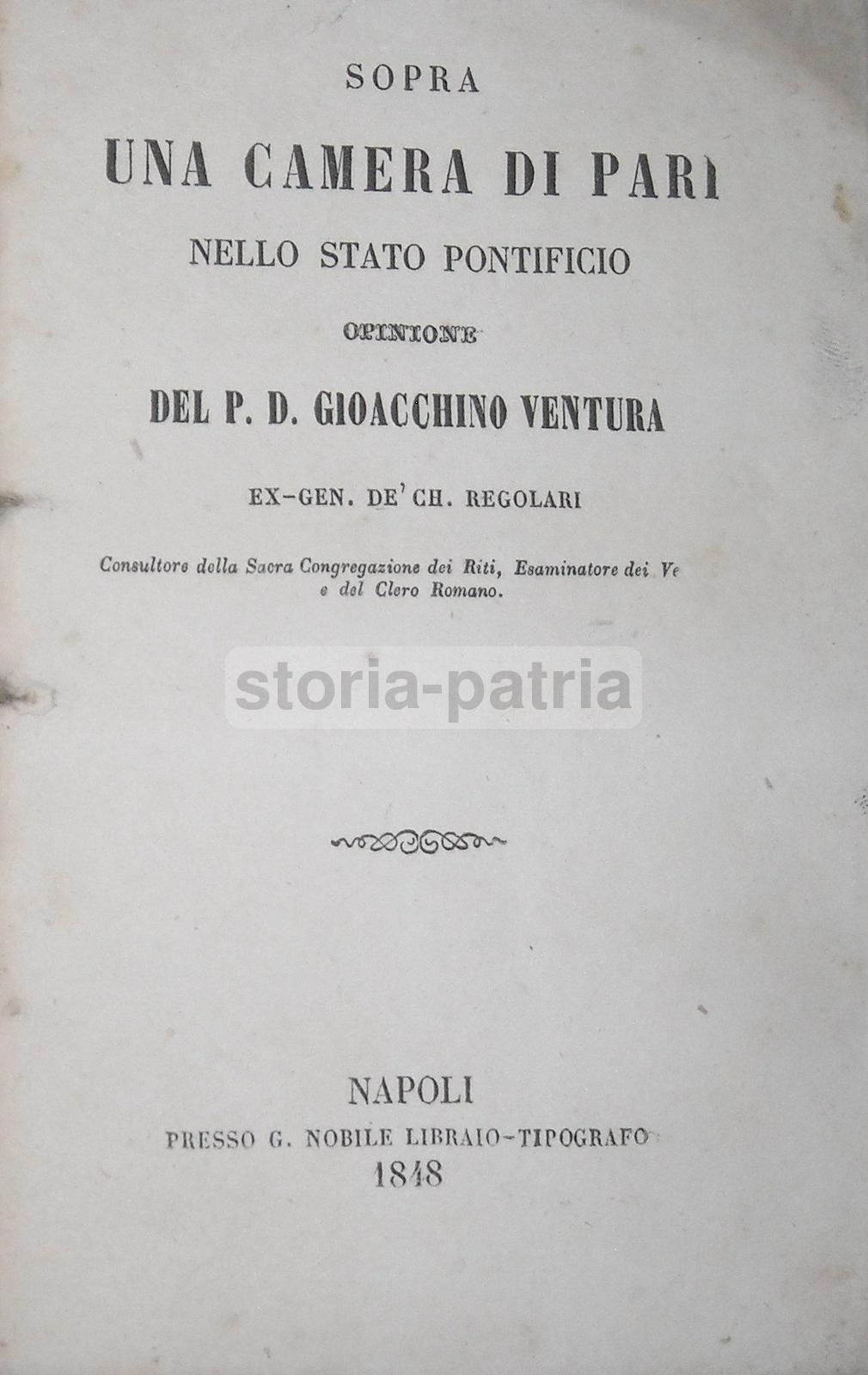 Camera Dei Pari Nello Stato Pontificio, Gioacchino Ventura, 1848