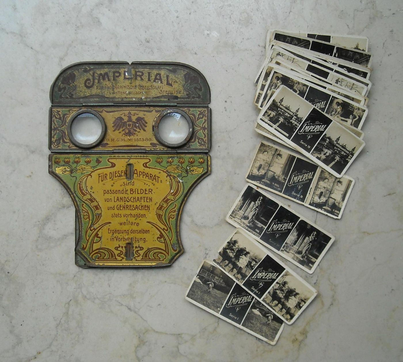 Stereoscopio Antico Con Stereofotografie: Roma, Firenze, Florida