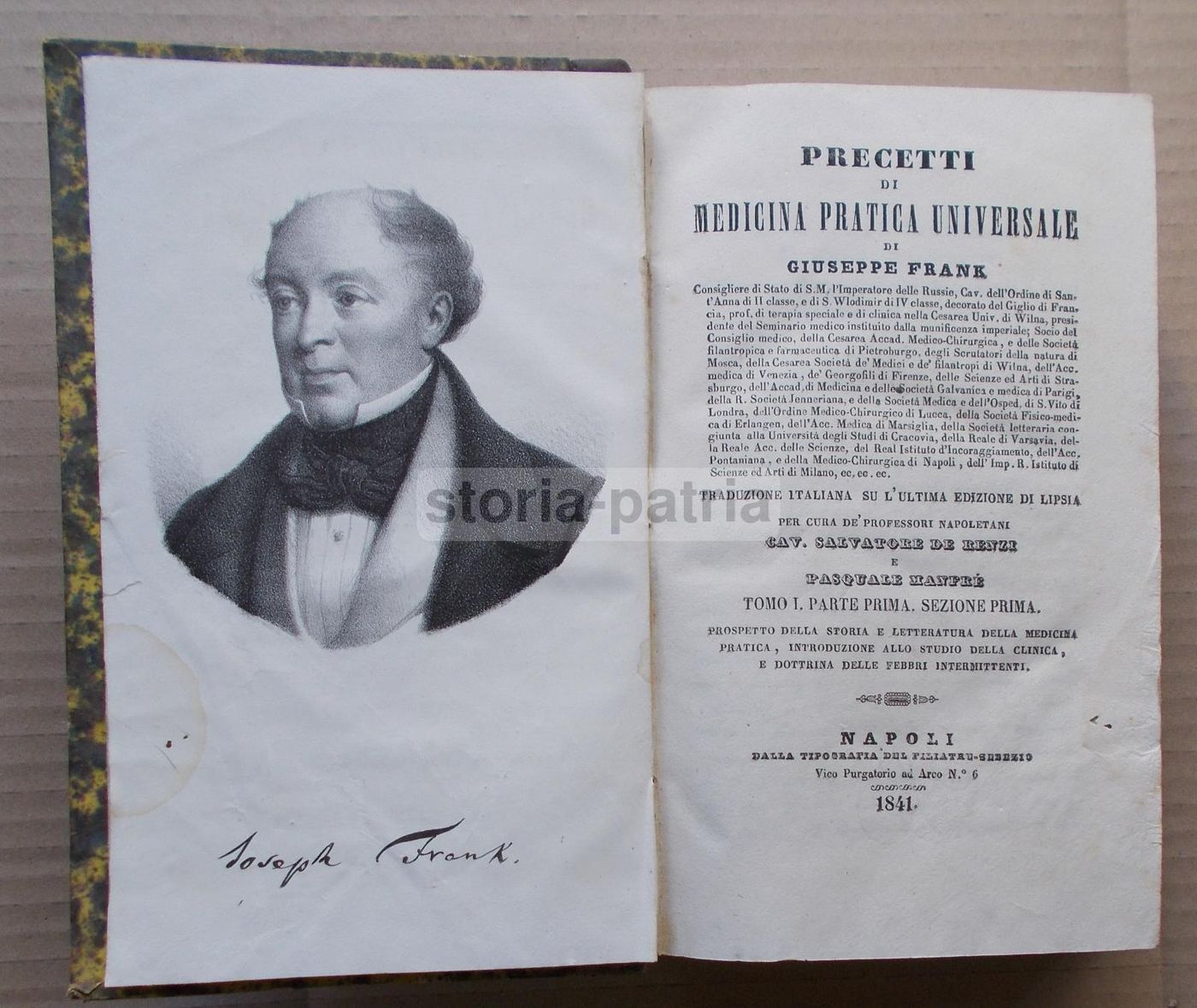 Precetti Di Medicina Pratica Universale, Giuseppe Frank, Napoli 1841