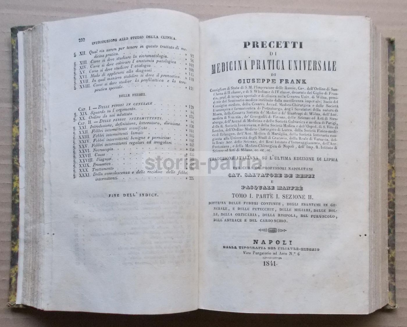 Precetti Di Medicina Pratica Universale, Giuseppe Frank, Napoli 1841