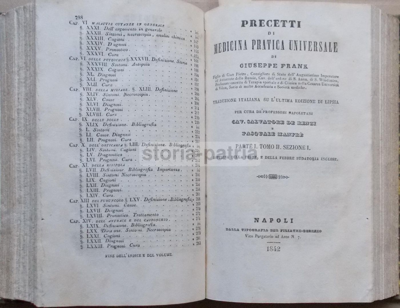 Precetti Di Medicina Pratica Universale, Giuseppe Frank, Napoli 1841