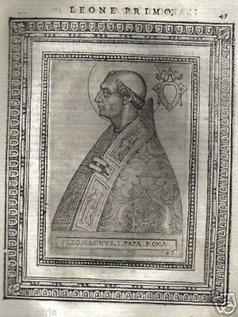 Ritratto Antico Di Papa Leone I Magno, Incisione Originale Del XVI Secolo