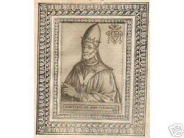 Incisione Antica Papa Martino IV Fine 500 Ritratto Originale