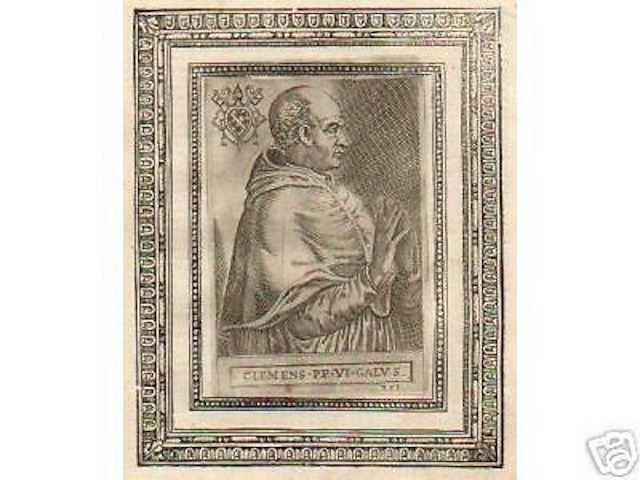 Ritratto Di Papa Clemente VI, Incisione Originale Del Cinquecento