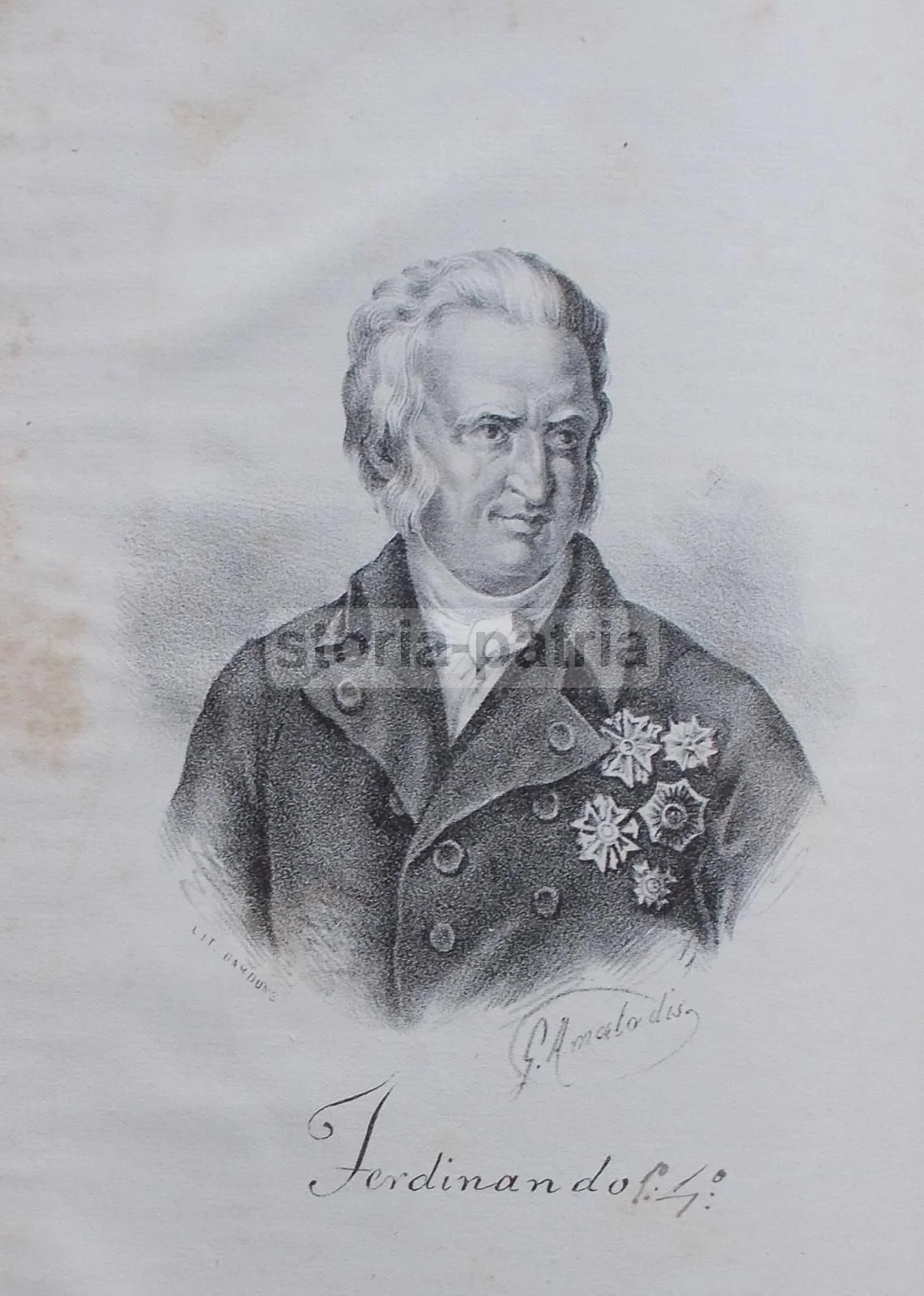 Litografia Ferdinando Iv di Borbone, Regno di Napoli, G. Amato, 1870