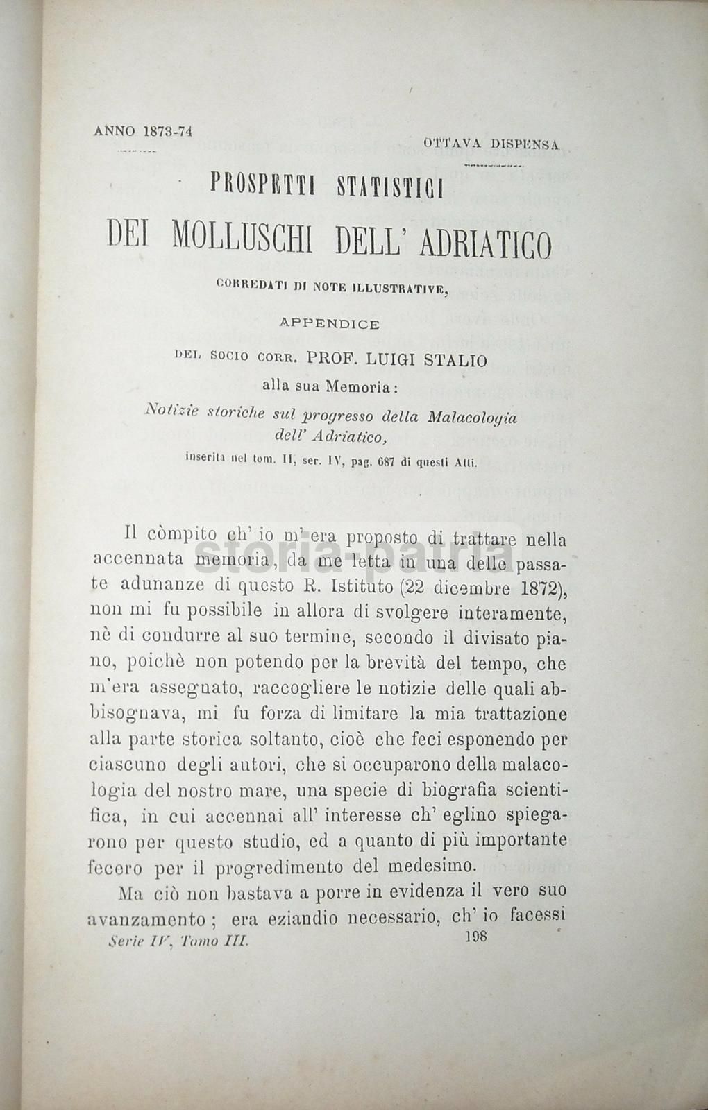 Atti Dell'Istituto Veneto 1873 74: Molluschi, Elettricità E Chimica