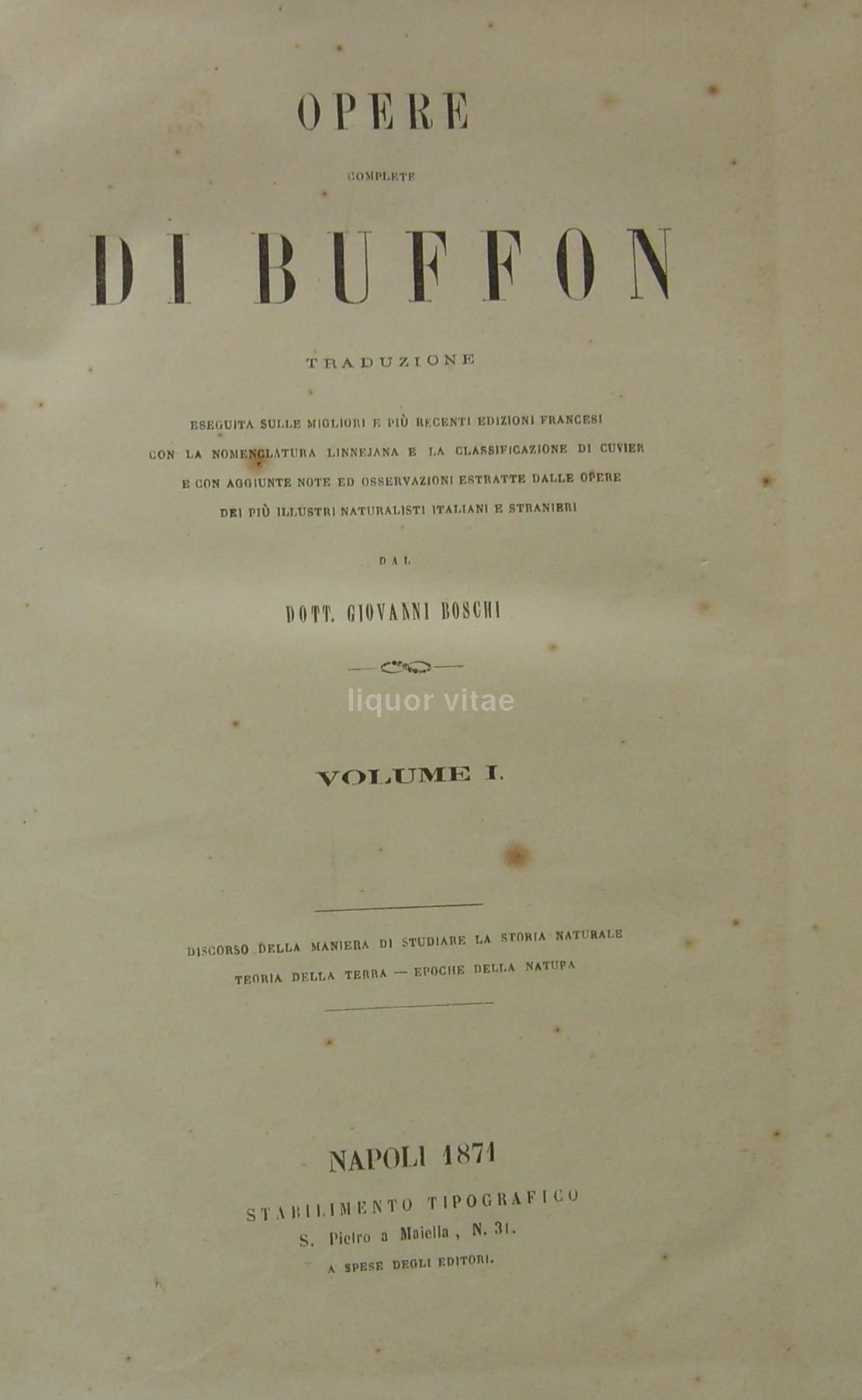 Opere Complete Di Buffon. Napoli, 1871 1878. 150 Incisioni Colorate