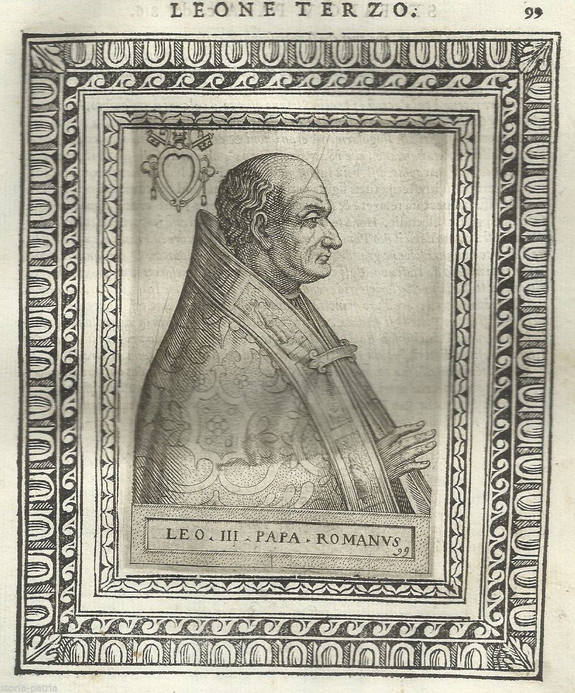 Ritratto Di Papa Leone III Incisione Della Fine Del XVI Secolo