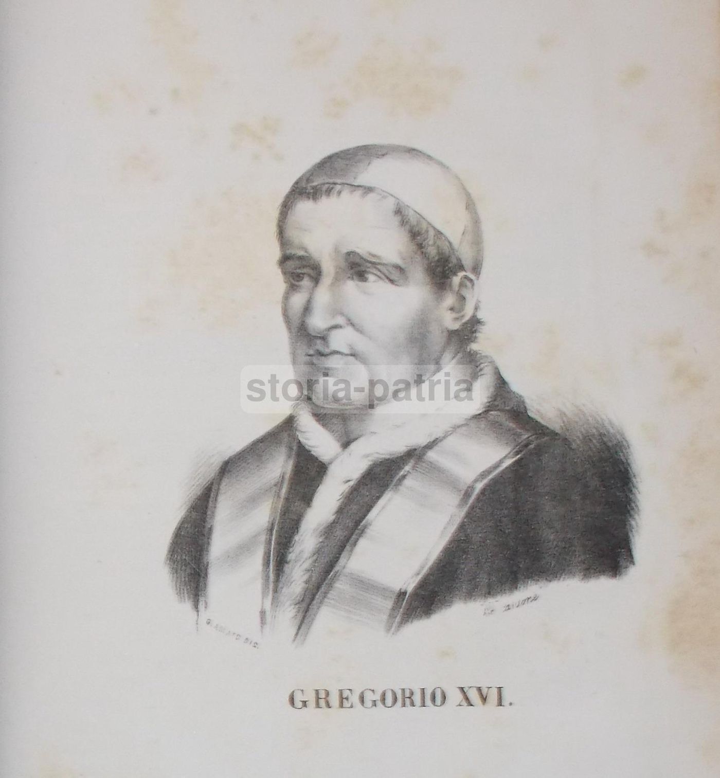 Ritratto Litografico Di Gregorio XVI, Cardone E Amato, 1870