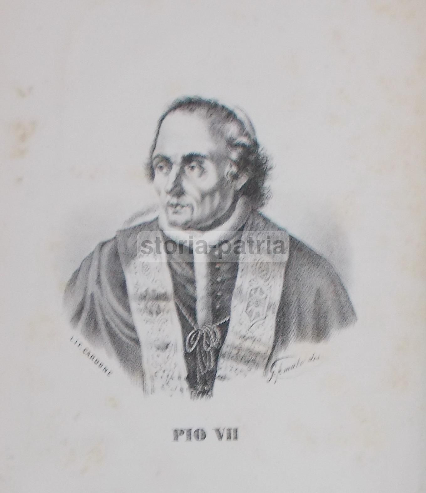 Ritratto Di Papa Pio VII, Litografia Di Cardone Su Disegno Di Amato, 1870 Circa