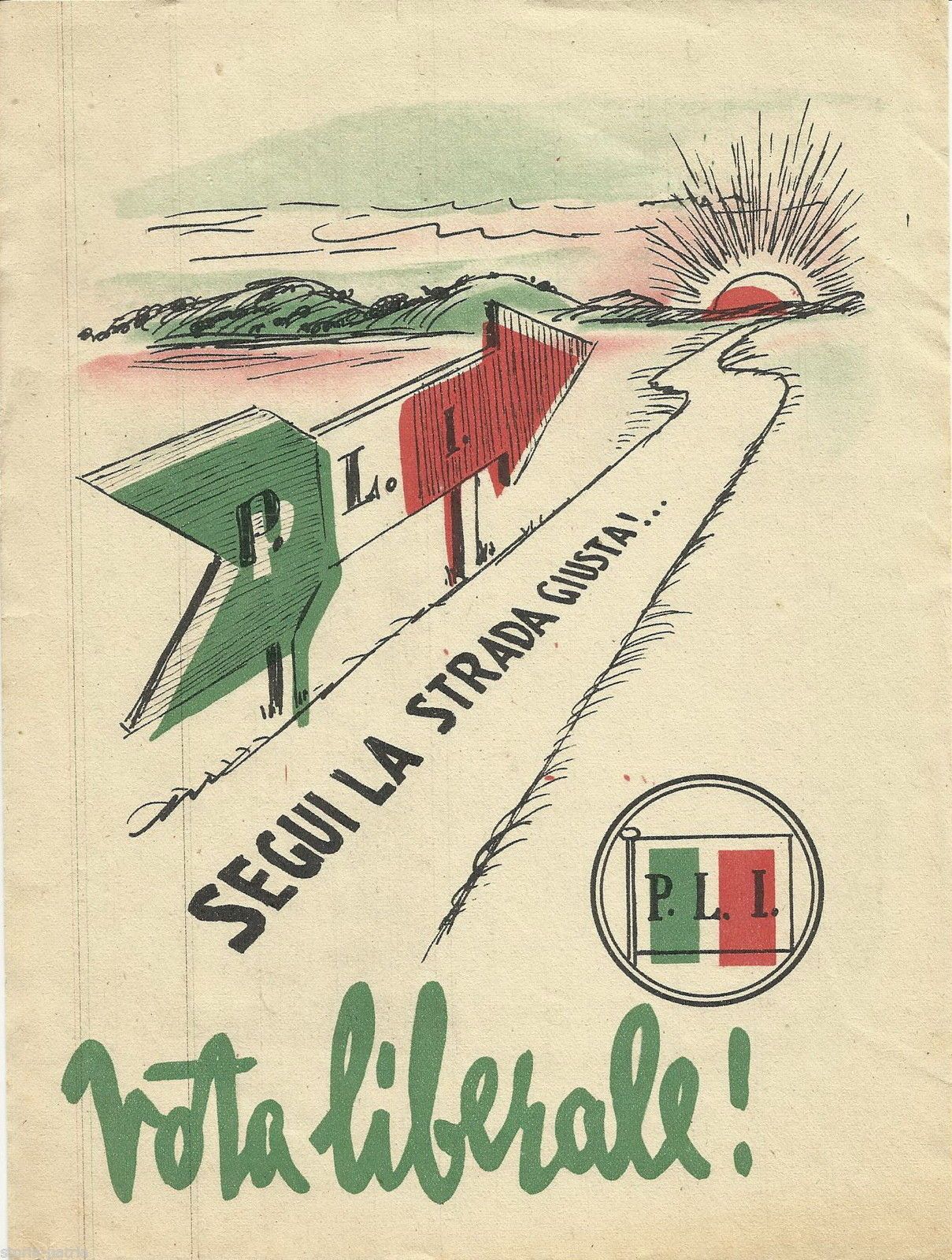 Manifesto Pubblicitario Partito Liberale Italiano, Anni '60