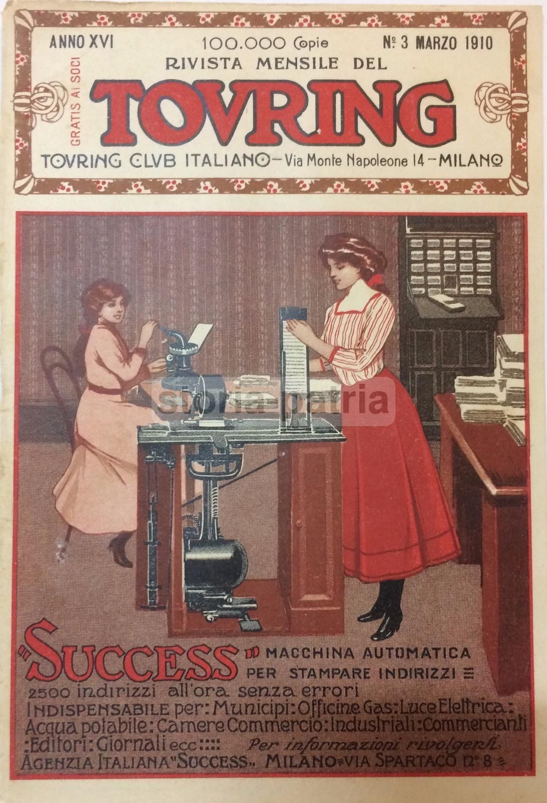 Stampa Pubblicitaria Success Macchina Indirizzi Anni '900 TCI
