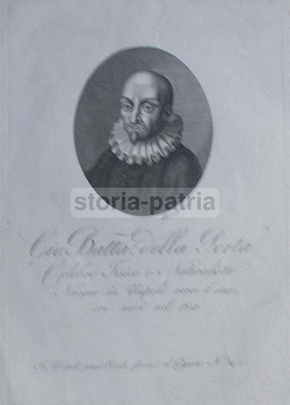 Ritratto Di Giovan Battista Della Porta, Incisione Originale Del XIX Secolo, Napoli