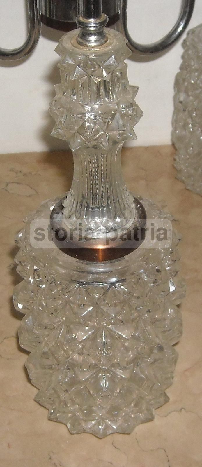 Lampadario Vintage Anni '60 Con Vetri Bugnati A Tre Luci