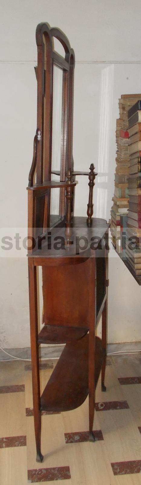 Mobile Specchiera Liberty In Legno Anni '20 Con Vetrina