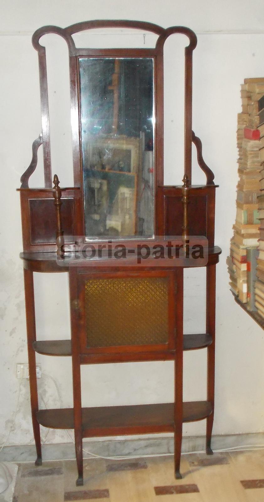 Mobile Specchiera Liberty In Legno Anni '20 Con Vetrina