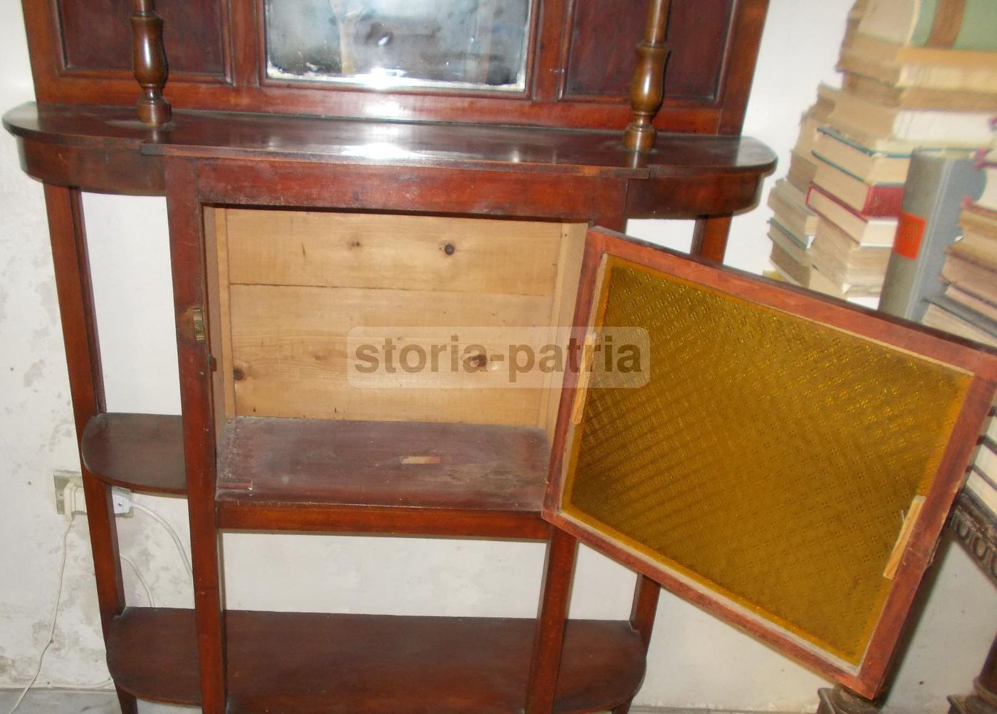 Mobile Specchiera Liberty In Legno Anni '20 Con Vetrina