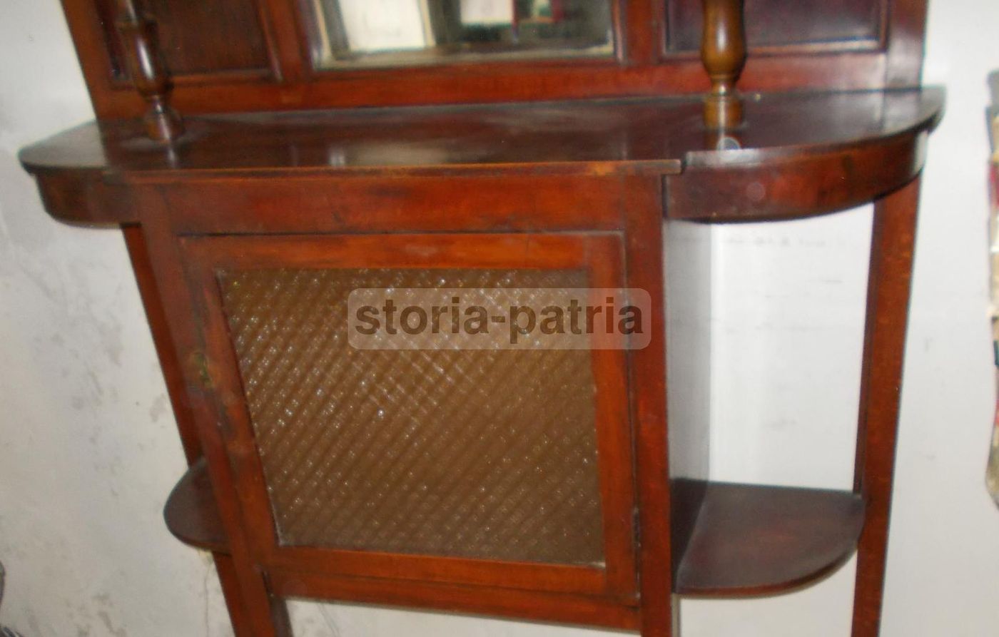 Mobile Specchiera Liberty In Legno Anni '20 Con Vetrina