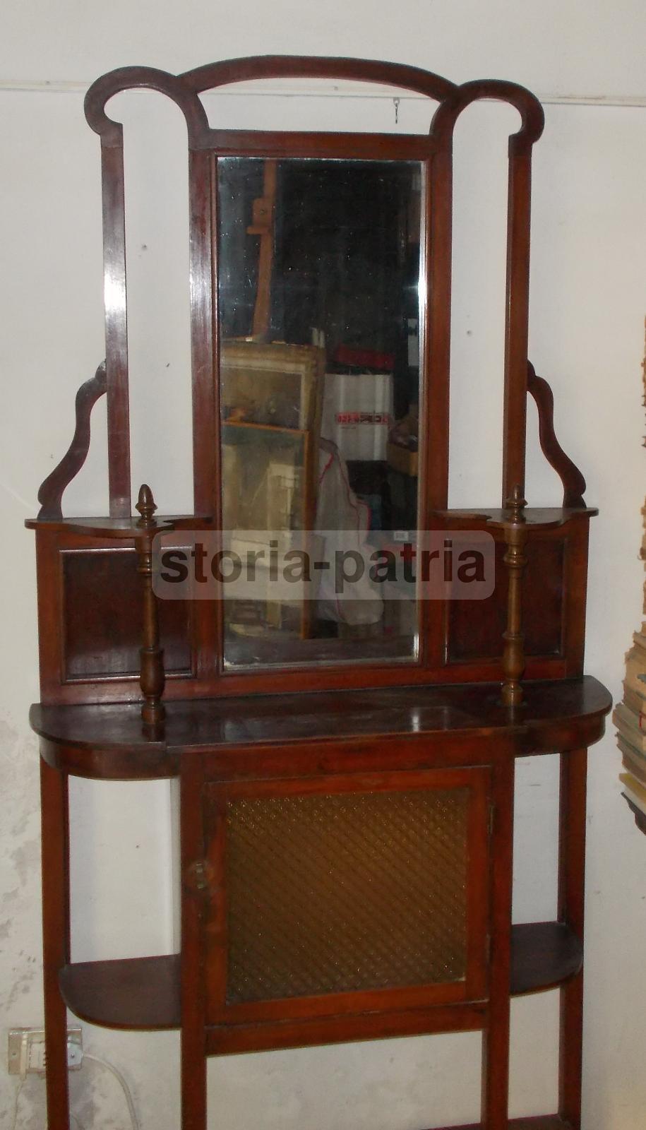 Mobile Specchiera Liberty In Legno Anni '20 Con Vetrina