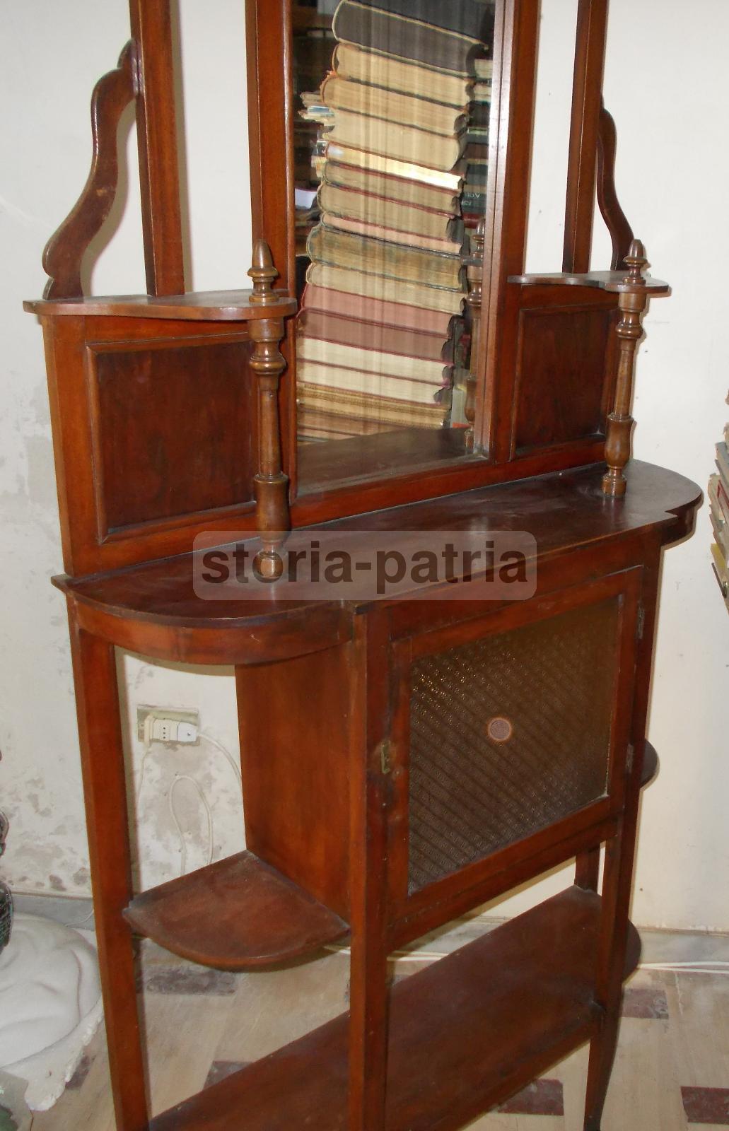 Mobile Specchiera Liberty In Legno Anni '20 Con Vetrina