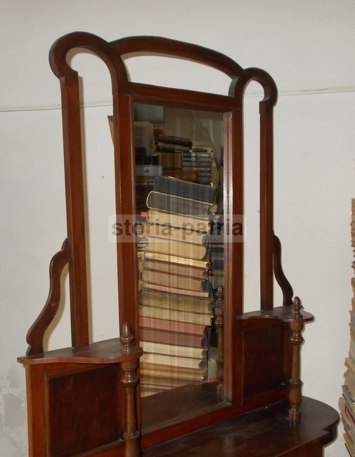Mobile Specchiera Liberty In Legno Anni '20 Con Vetrina