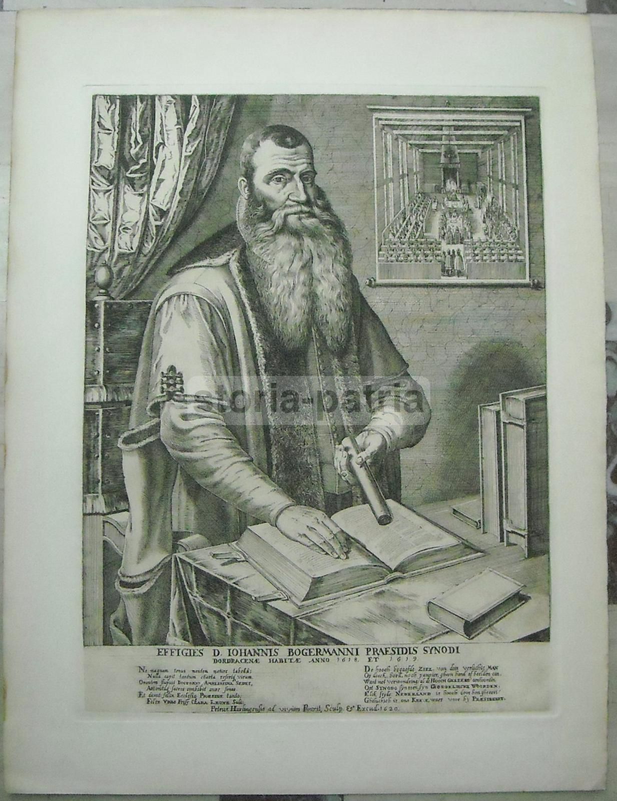 Ritratto Di Johann Bogermann, Incisione Di Harlingensis, 1620, Sinodo Di Dordrecht