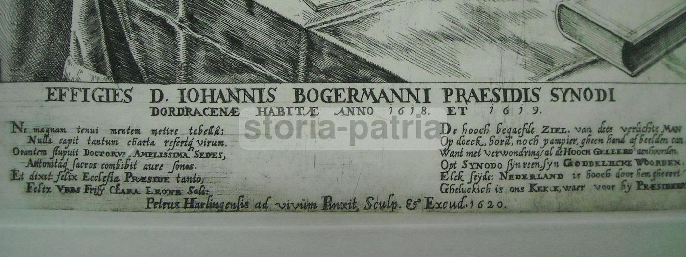 Ritratto Di Johann Bogermann, Incisione Di Harlingensis, 1620, Sinodo Di Dordrecht
