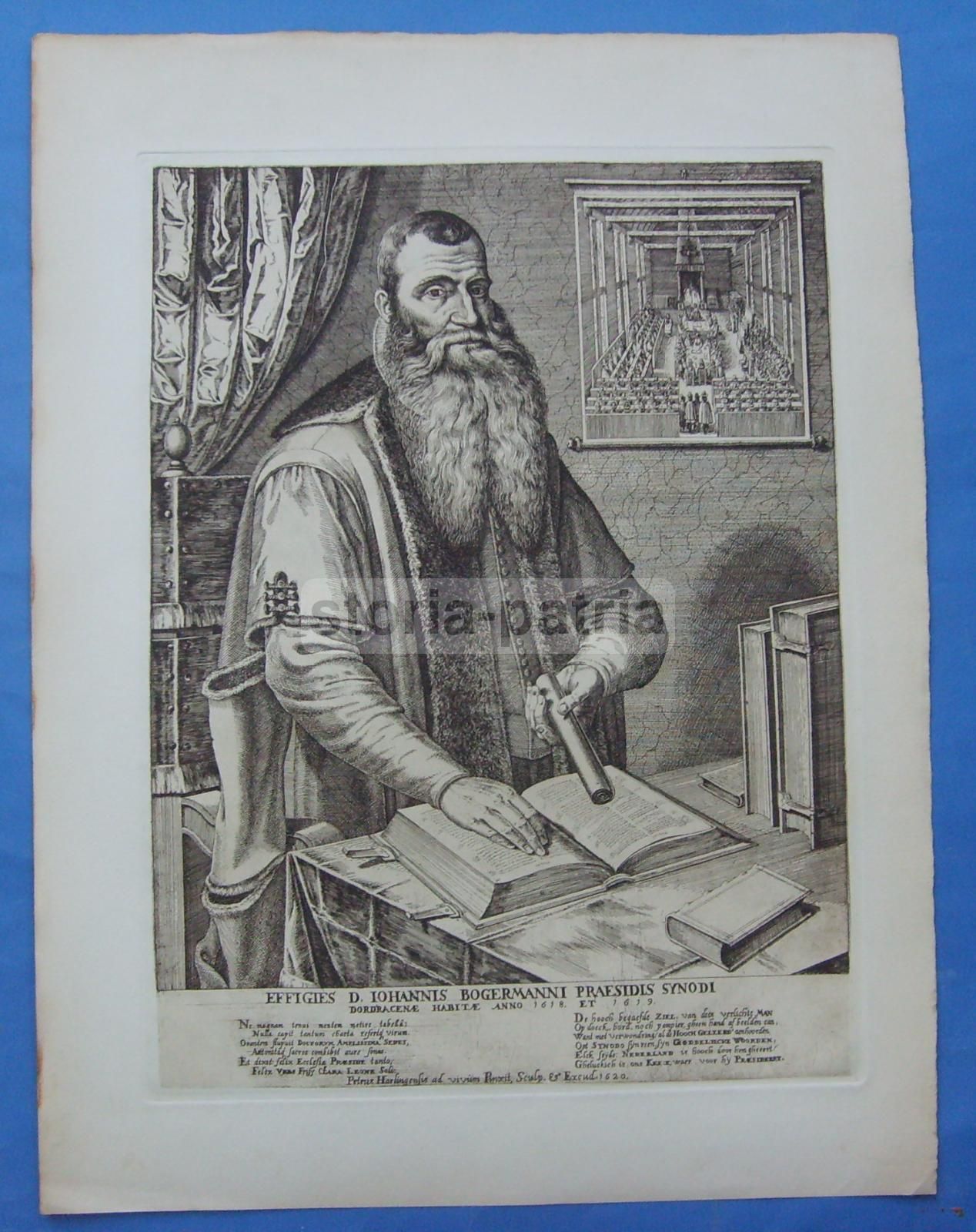 Ritratto Di Johann Bogermann, Incisione Di Harlingensis, 1620, Sinodo Di Dordrecht
