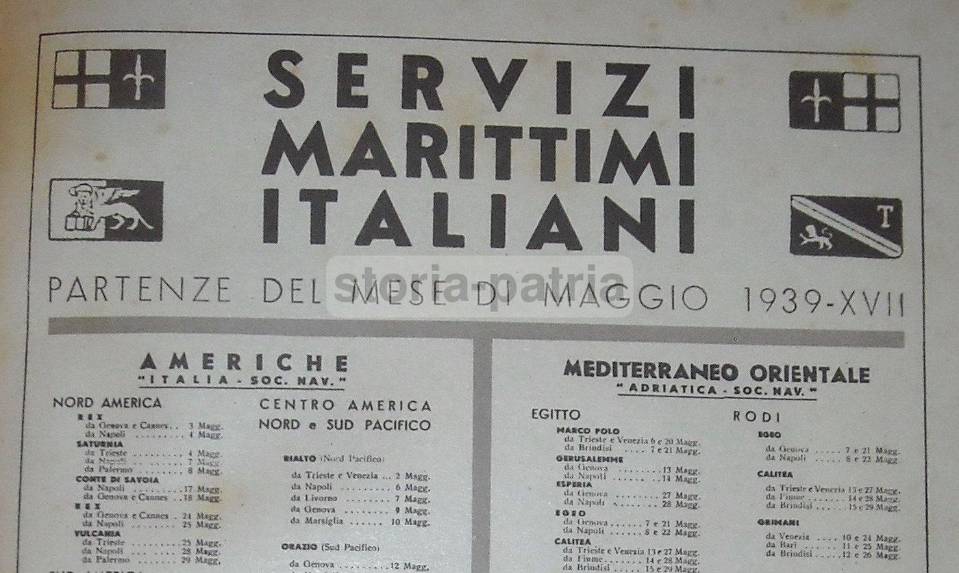 Pubblicità Dynamin 1939: Servizi Marittimi, Lloyd Triestino E Tirrenia