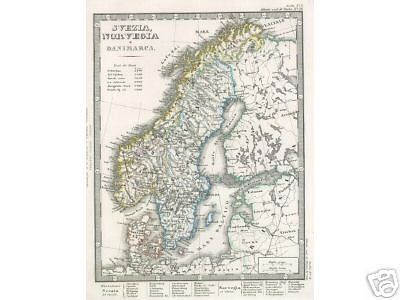 Cartografia Antica Svezia, Norvegia E Danimarca, Stieler, 1869