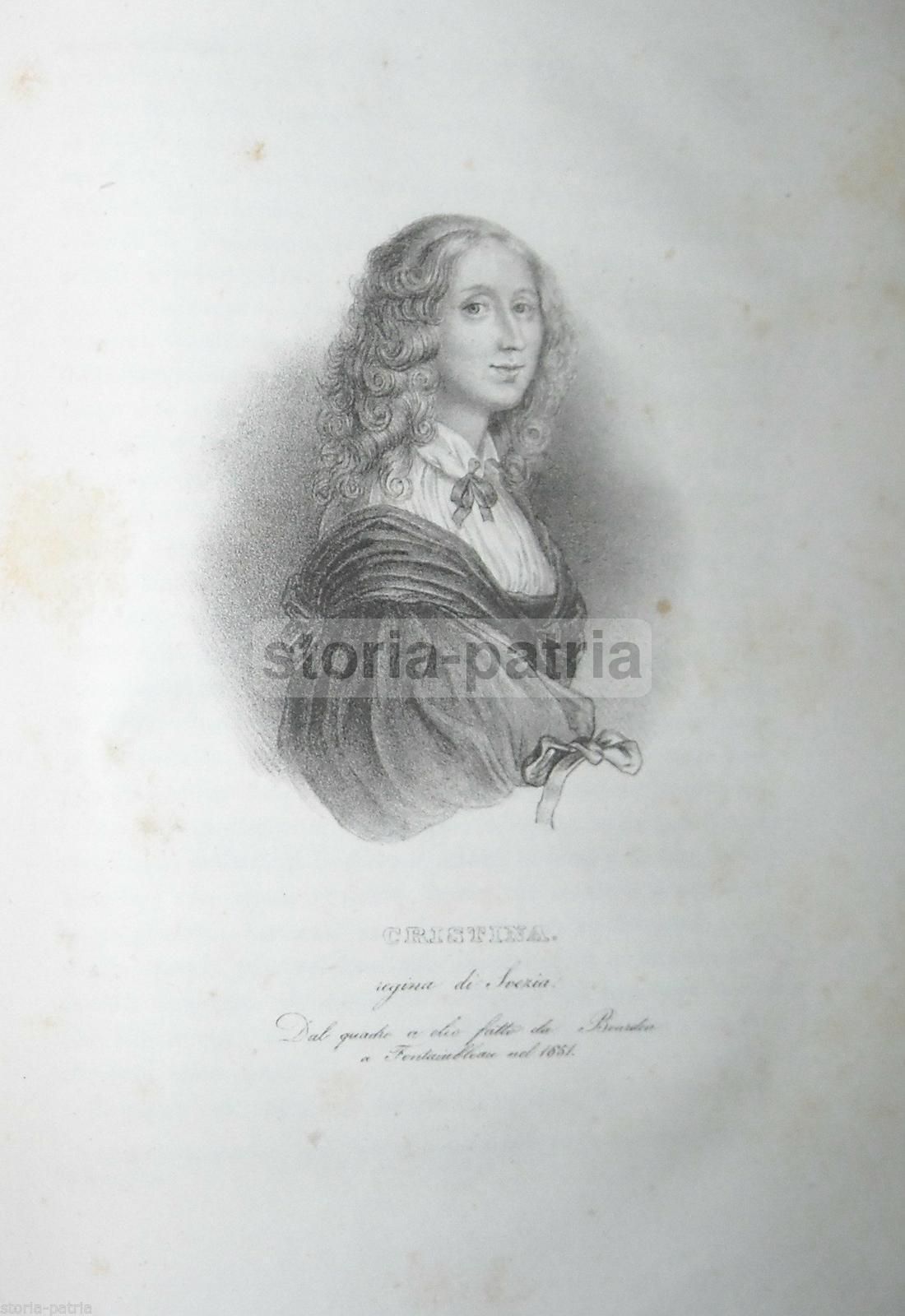 Regina Cristina Di Svezia, Litografia Antica, 1840 Circa, Da Bourdon