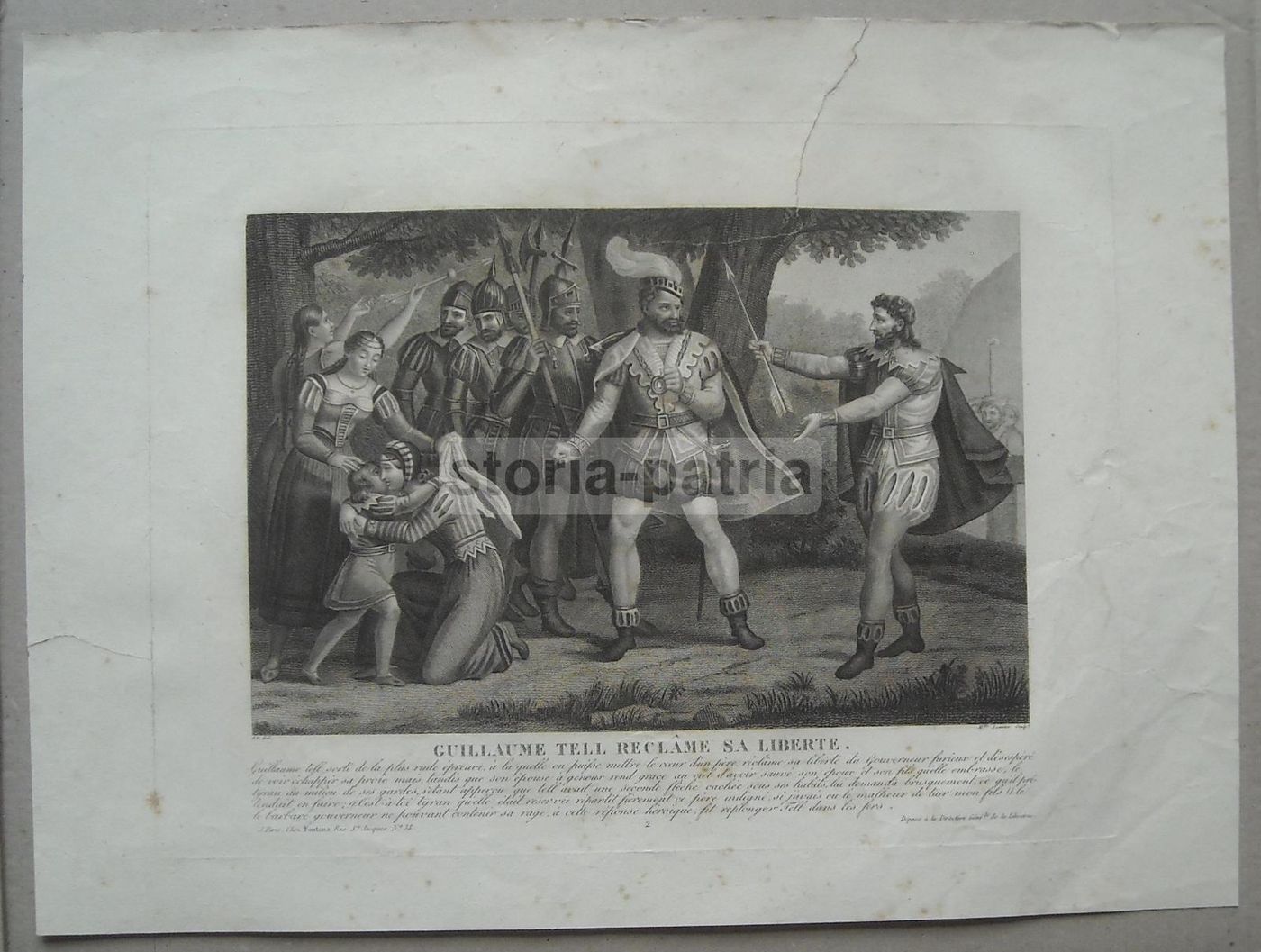 Guglielmo Tell, Antica Stampa All'Acquaforte, Louvier, Fontana, Parigi, Metà '800