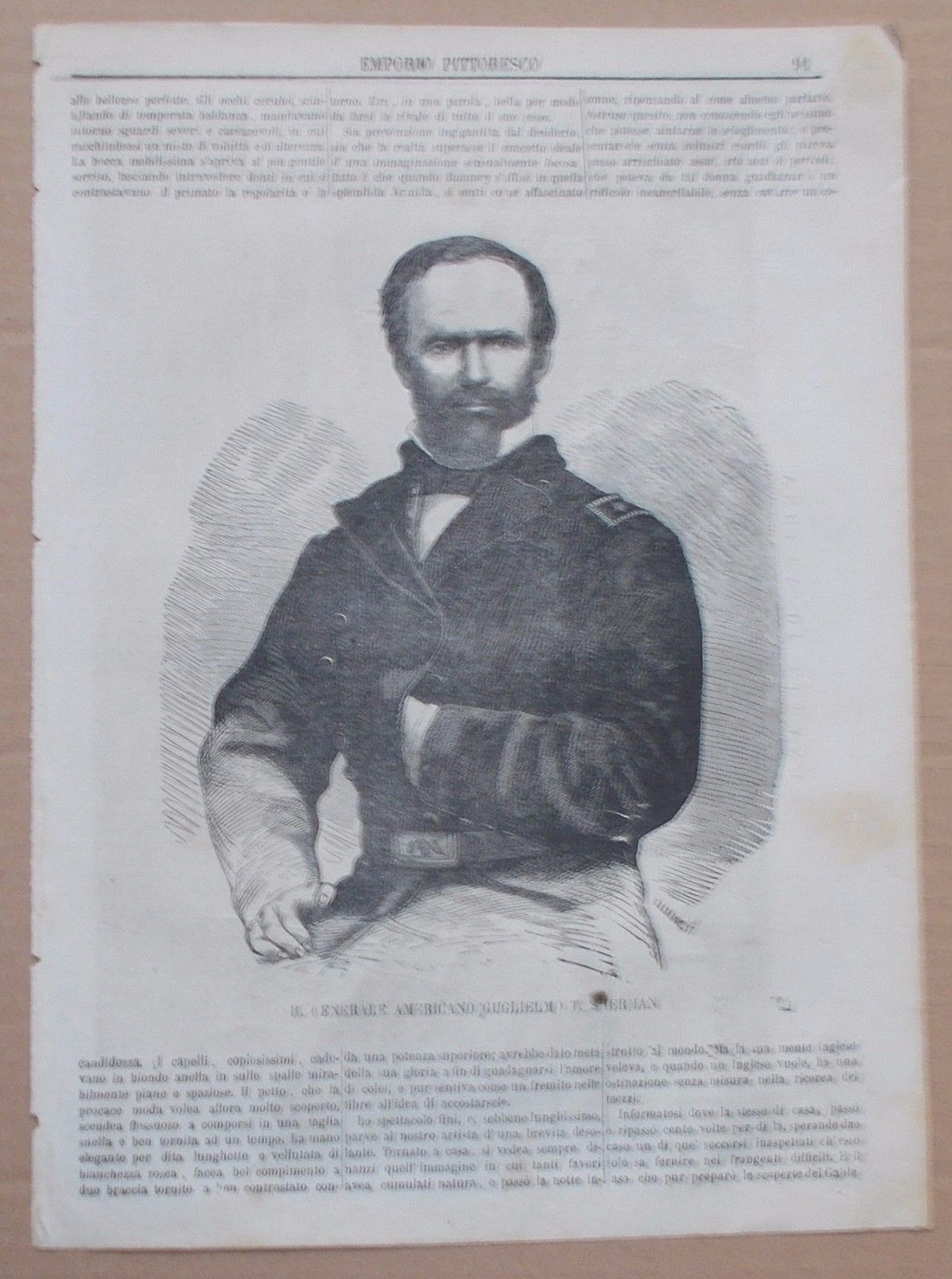 Antica Incisione Xilografica Di Lugano, Svizzera, XIX Secolo